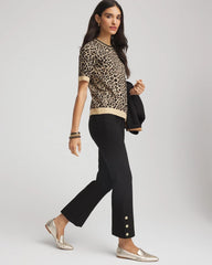 Chico's Women | Bi-Stretch Flared Button-Hem Cropped Pants BLACK