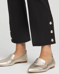 Chico's Women | Bi-Stretch Flared Button-Hem Cropped Pants BLACK