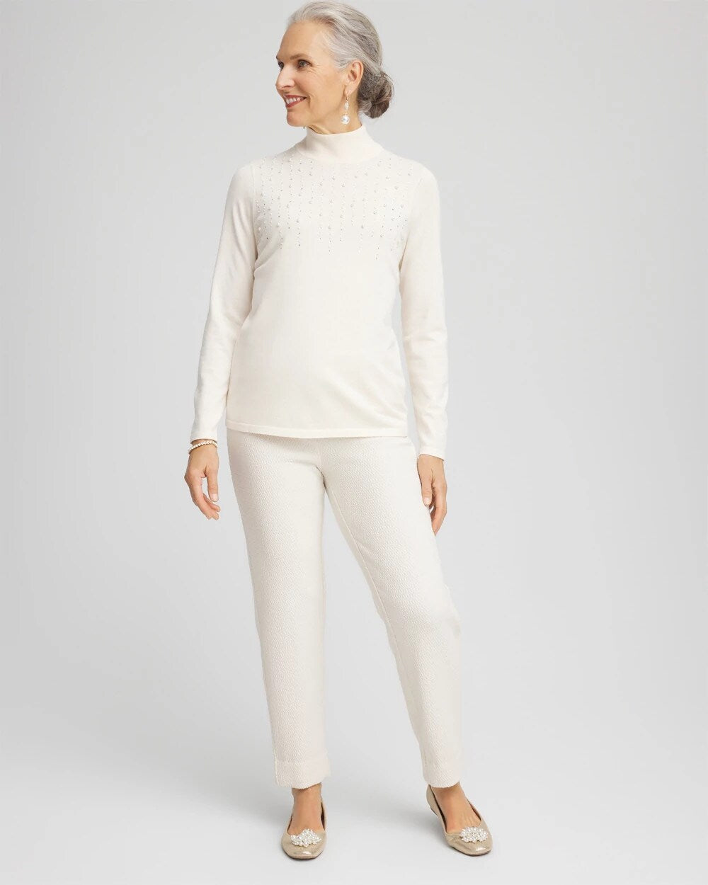 Chico's Women | Matelassé Slim Tapered Ankle Pants ENGLISH CREAM