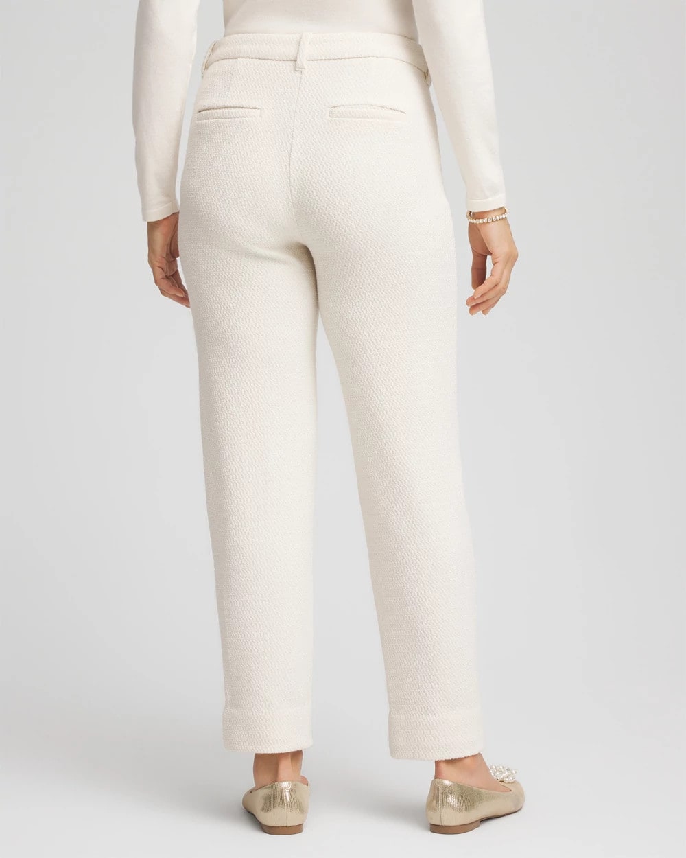 Chico's Women | Matelassé Slim Tapered Ankle Pants ENGLISH CREAM
