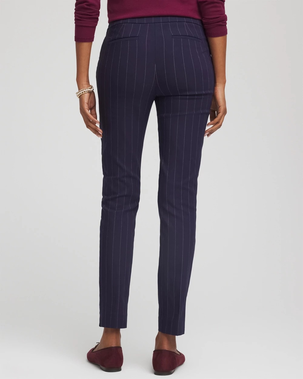 Chico's Women | Pinstriped Brigitte™ Slim Pull-On Ankle Pants PASSPORT BLUE