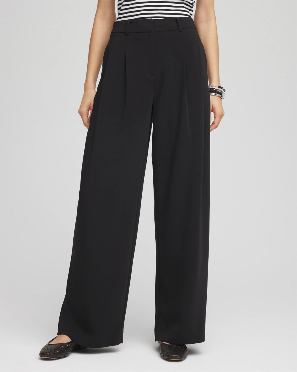 Chico's Women | Crepe Pleated Relaxed Pants BLACK