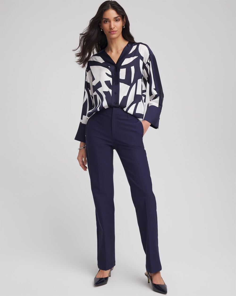 Chico's Women | Cotton Straight-Leg Trousers PASSPORT BLUE