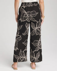 Chico's Women | Embroidered Wide-Leg Cropped Pants BLACK