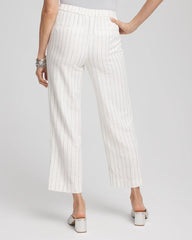 Chico's Women | Metallic Striped Straight Cropped Pants ECRU