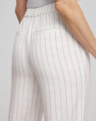 Chico's Women | Metallic Striped Straight Cropped Pants ECRU