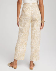 Chico's Women | Printed Cropped Straight-Leg Pants ECRU