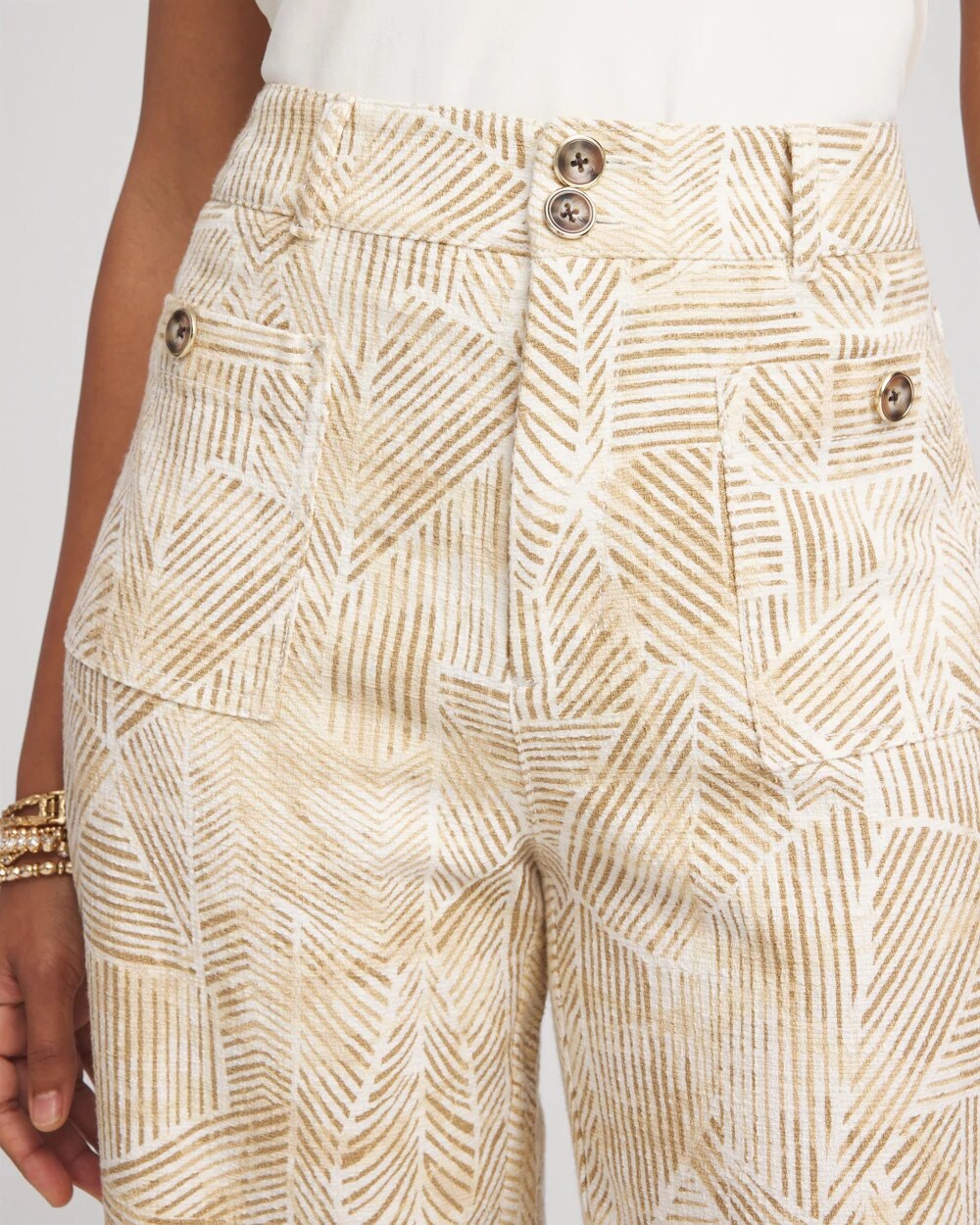 Chico's Women | Printed Cropped Straight-Leg Pants ECRU