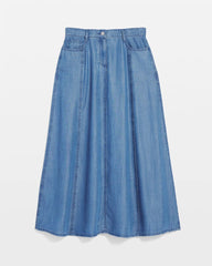 Chico's Women | Lightweight Denim Fly Front Midi Skirt BAILEY INDIGO