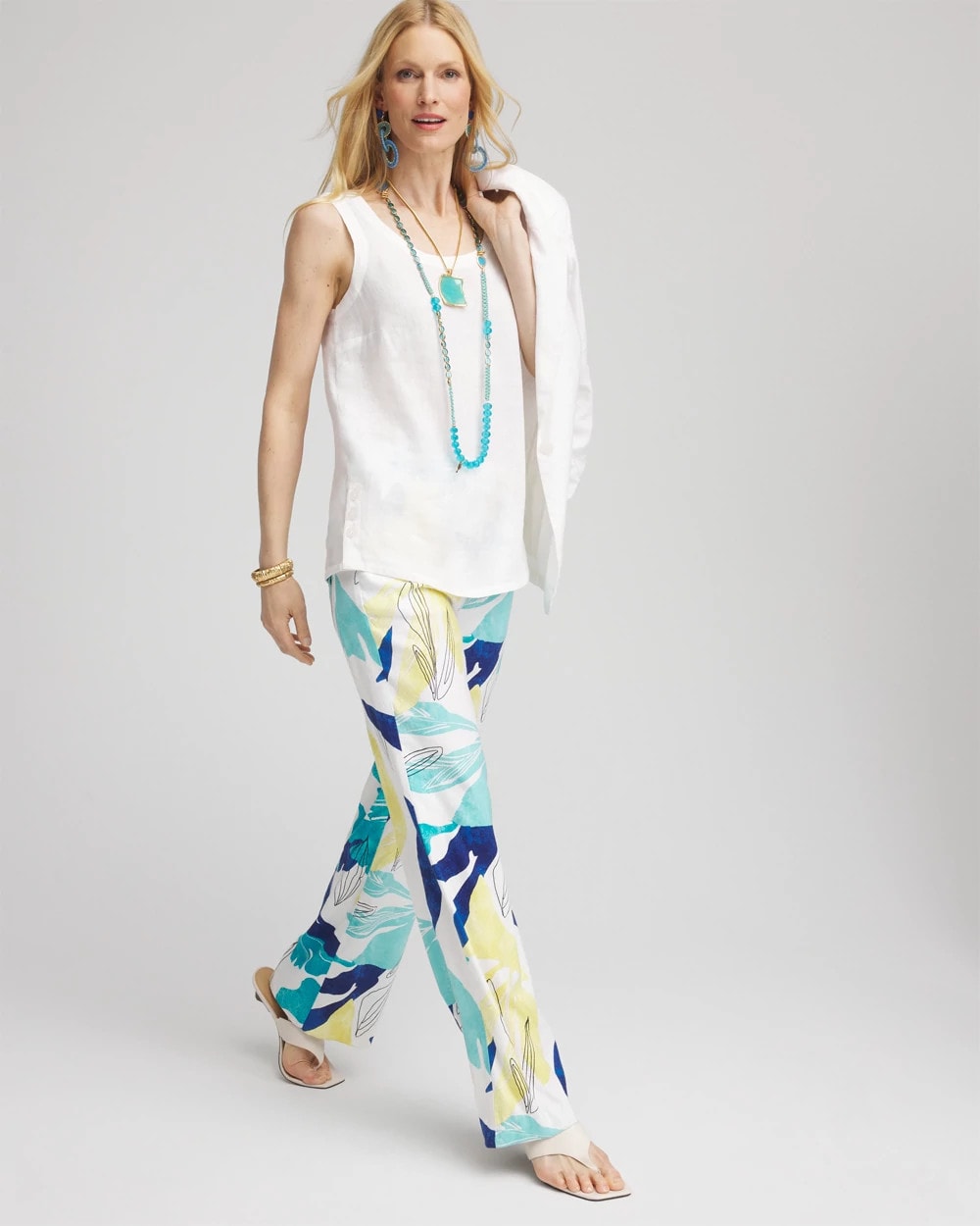 Chico's Women | Tropical Linen Stretch Relaxed Pants ALABASTER