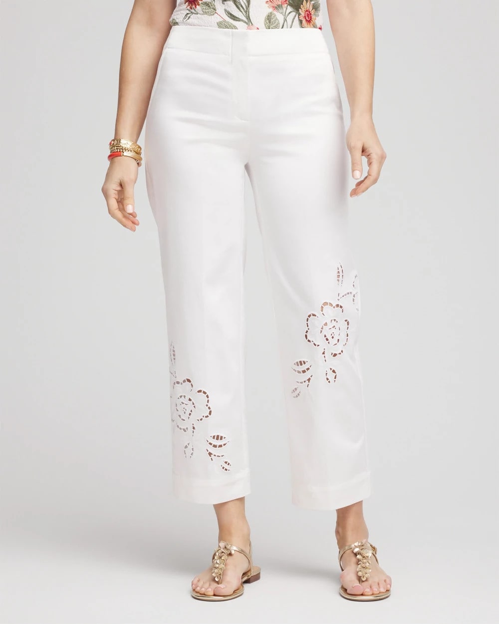 Chico's Women | Sateen Cutout Cropped Pants ALABASTER