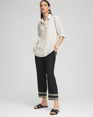 Chico's Women | Linen Elastic Waist Cropped Pants BLACK
