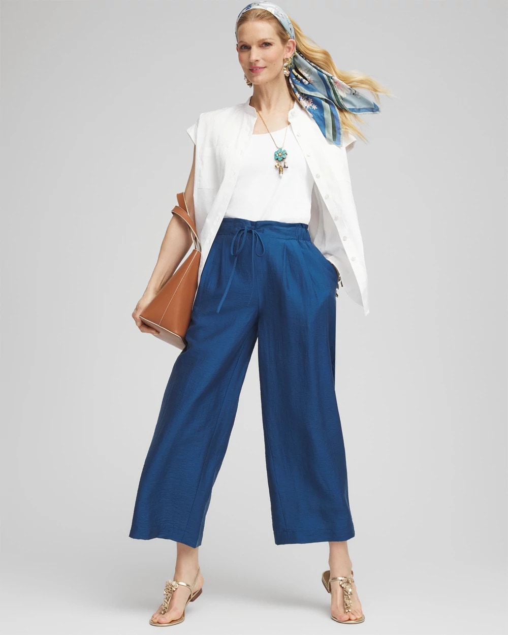 Chico's Women | Lightweight Wide Leg Cropped Pants SEAPORT