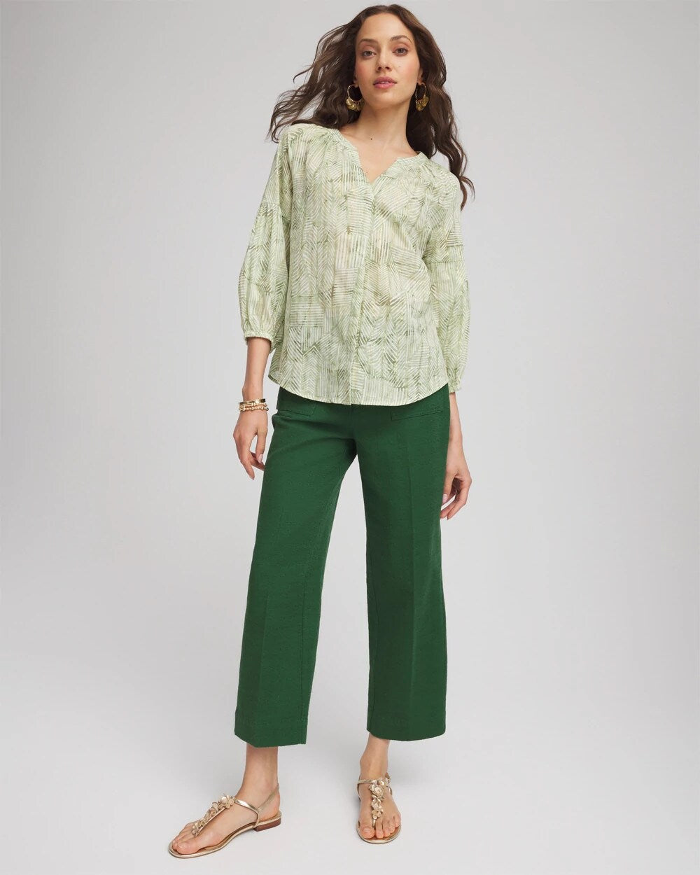 Chico's Women | Cropped Straight-Leg Pants PALM LEAF