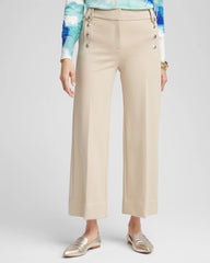 Chico's Women | Button Knit Twill Cropped Pants WILD TRUFFLE