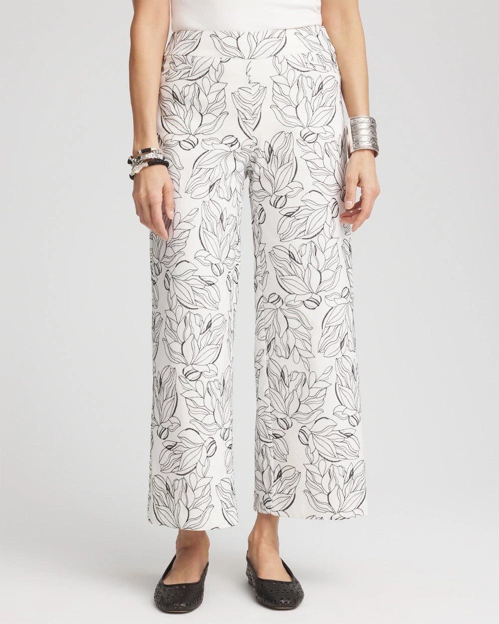 Brigitte™ Floral Embroidered Wide-Leg Cropped Pants