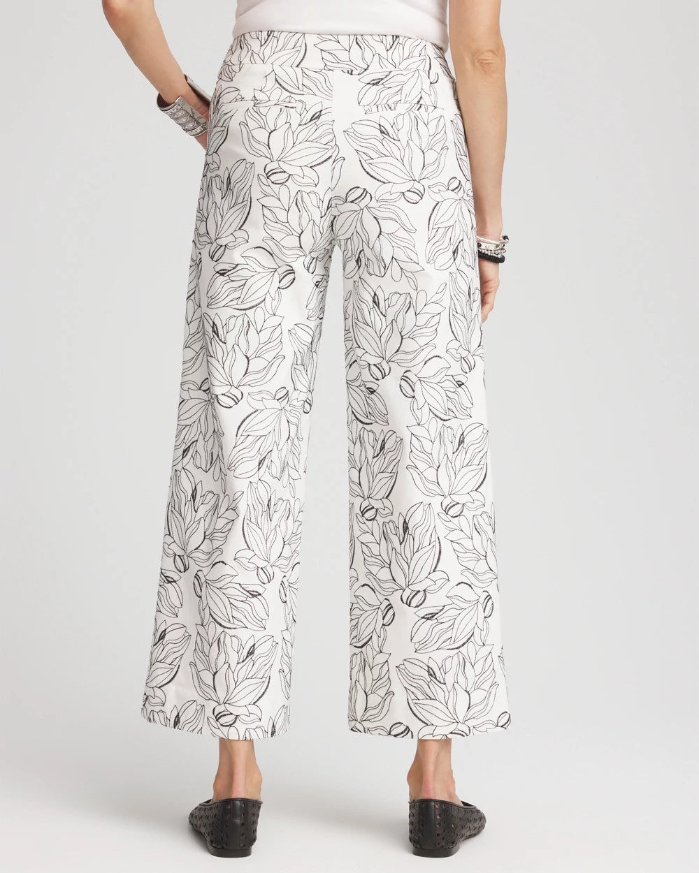 Brigitte™ Floral Embroidered Wide-Leg Cropped Pants