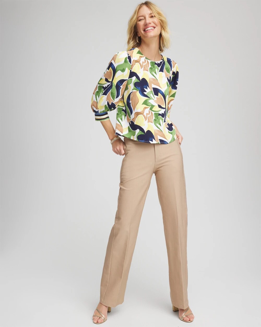 Chico's Women | Petite Cotton Straight-Leg Trousers CATTAIL BROWN