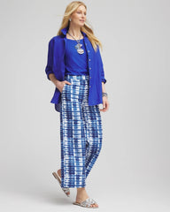 Chico's Women | Tie-Dye Linen Cropped Pants BLUE