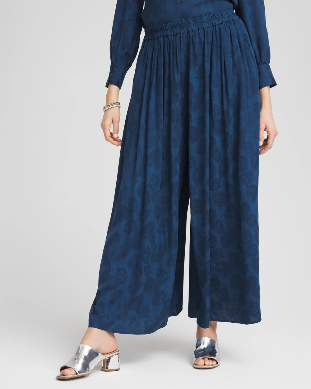 Chico's Women | Jacquard Culotte Wide-Leg Pants SEAPORT