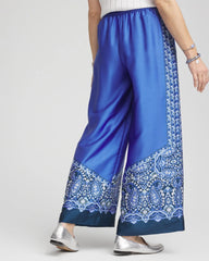 Chico's Women | Pull-on Paisley Drawstring Cropped Pants BLUE PEARL