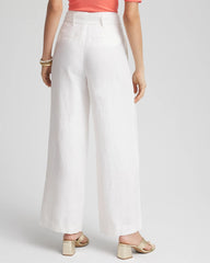 Chico's Women | Belted Pleated Wide-Leg Linen Pants ALABASTER