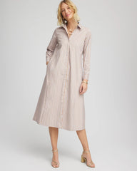 Chico's Women | Vanilla Chai Striped Shirtdress VANILLA CHAI