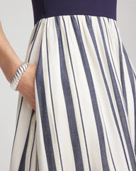 Chico's Women | Mixed Metallic Striped Maxi Dress ECRU