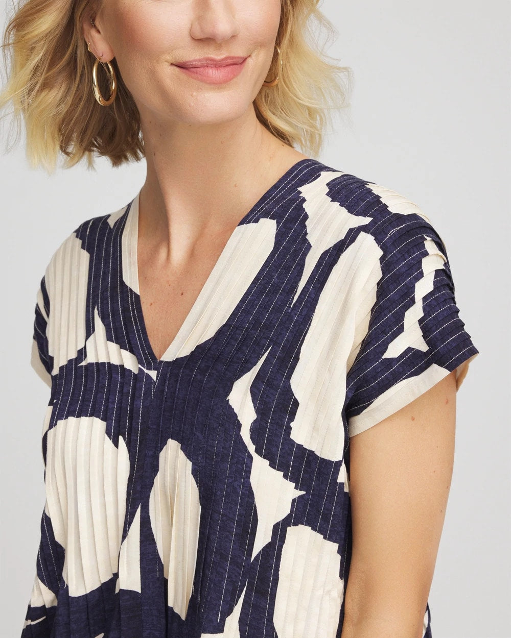 Chico's Women | Printed Silk-Twill Popover Midi Dress PASSPORT BLUE
