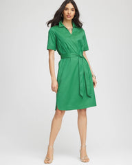 Chico's Women | Shirttail Hem Popover Dress JARDIN GREEN