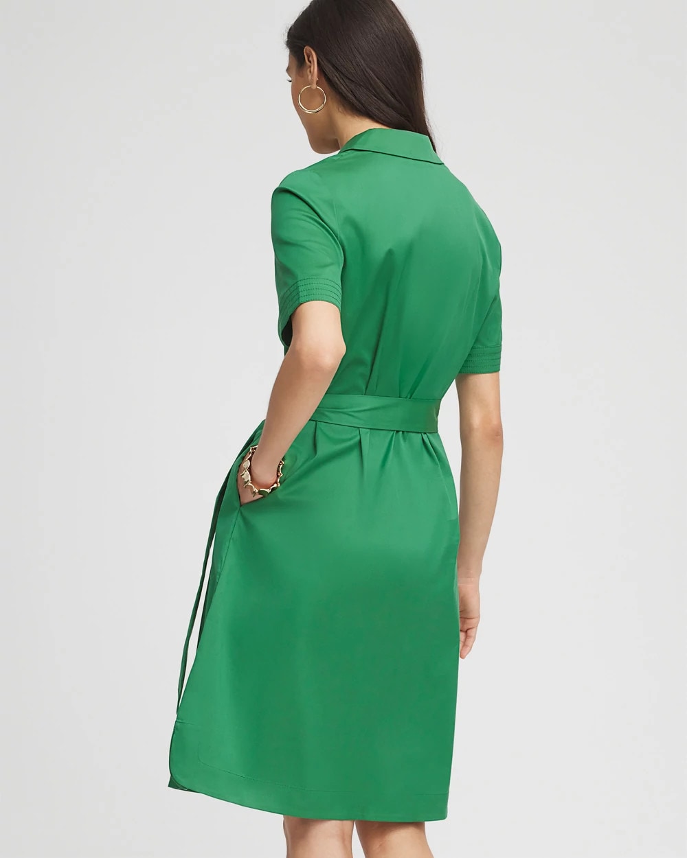 Chico's Women | Shirttail Hem Popover Dress JARDIN GREEN