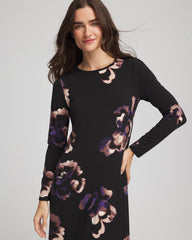 Chico's Women | Floral Boatneck Column Maxi Dress BLACK