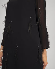 Chico's Women | Feathered Georgette Popover Dress BLACK