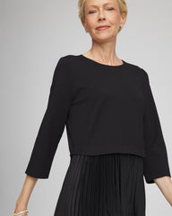 Chico's Women | Satin-Knit Pleated Maxi Dress BLACK