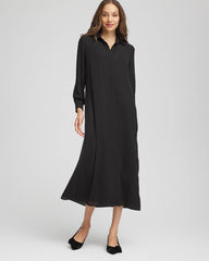 Chico's Women | Sequined Long-Sleeved Maxi Shirtdress BLACK
