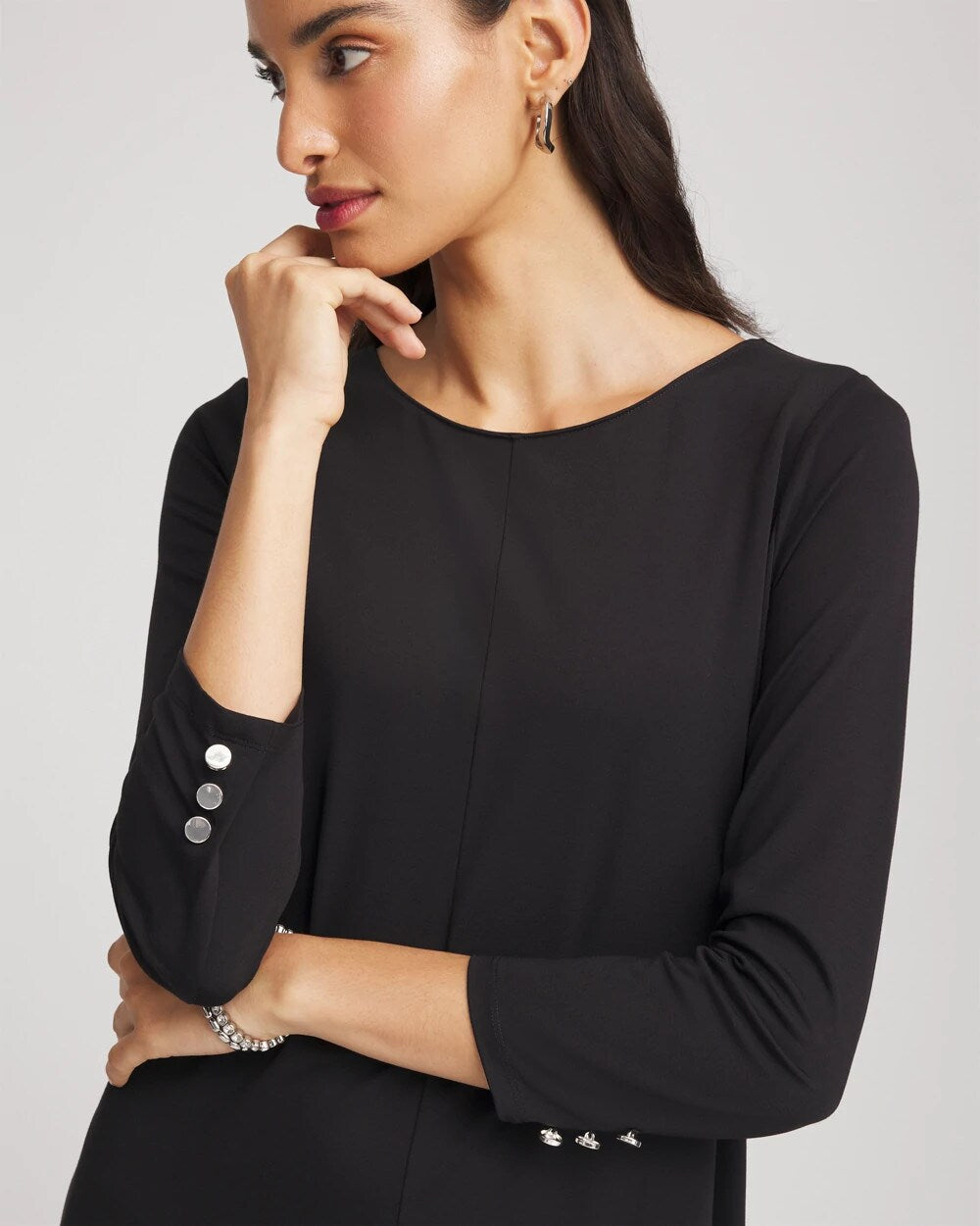 Chico's Women | Ponte A-line Midi Dress BLACK