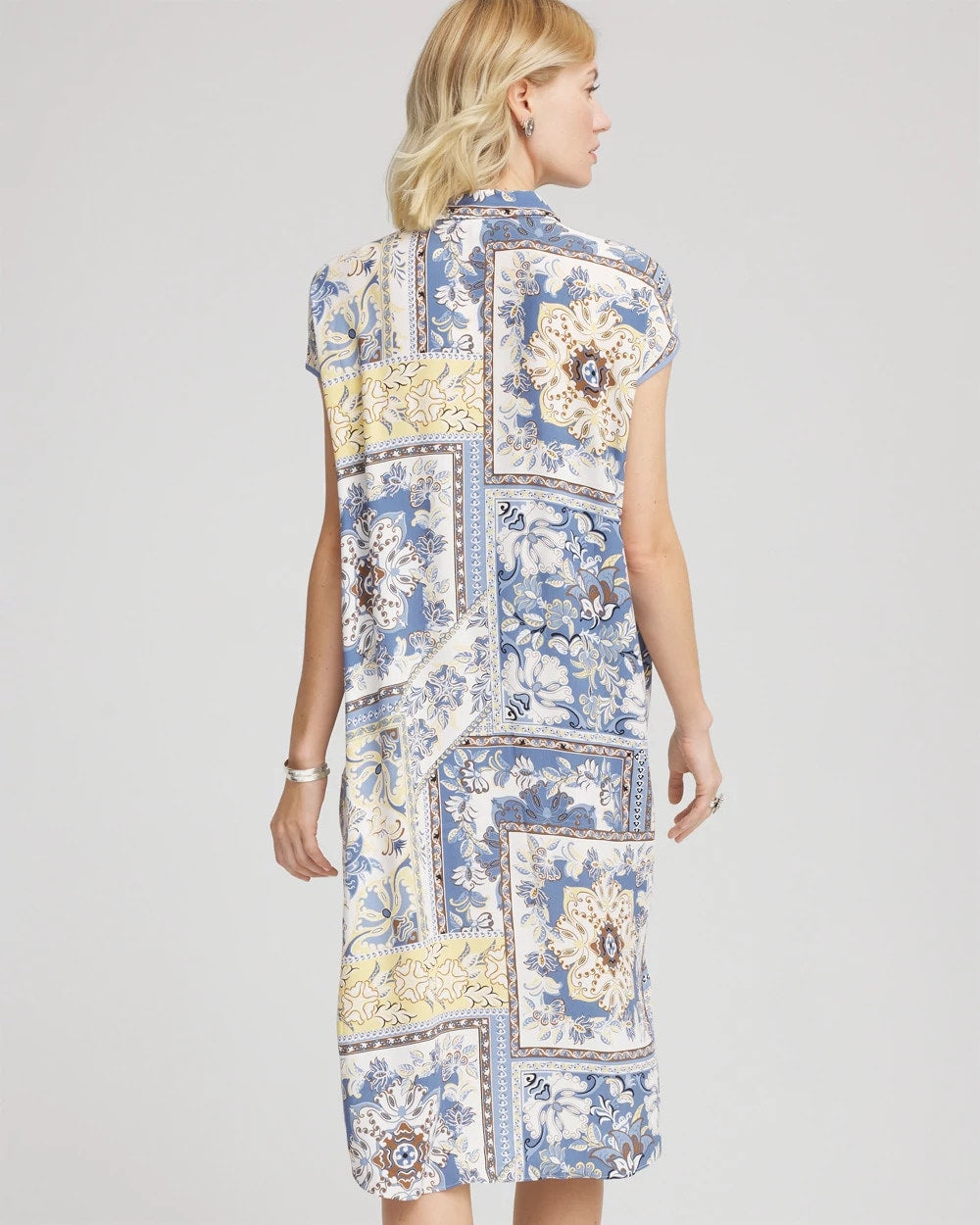 Chico's Women | Floral Patchwork Short Shirtdress ECRU