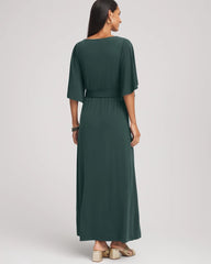 Chico's Women | Belted Flutter-Sleeve Maxi Dress DARKEST SPRUCE