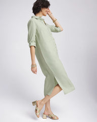 Chico's Women | Linen Embellished Midi Shirt Dress MOROCCAN MINT
