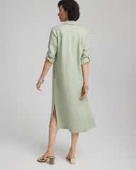 Chico's Women | Linen Embellished Midi Shirt Dress MOROCCAN MINT