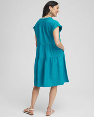 Chico's Women | Linen Embellished Cap Sleeve Dress