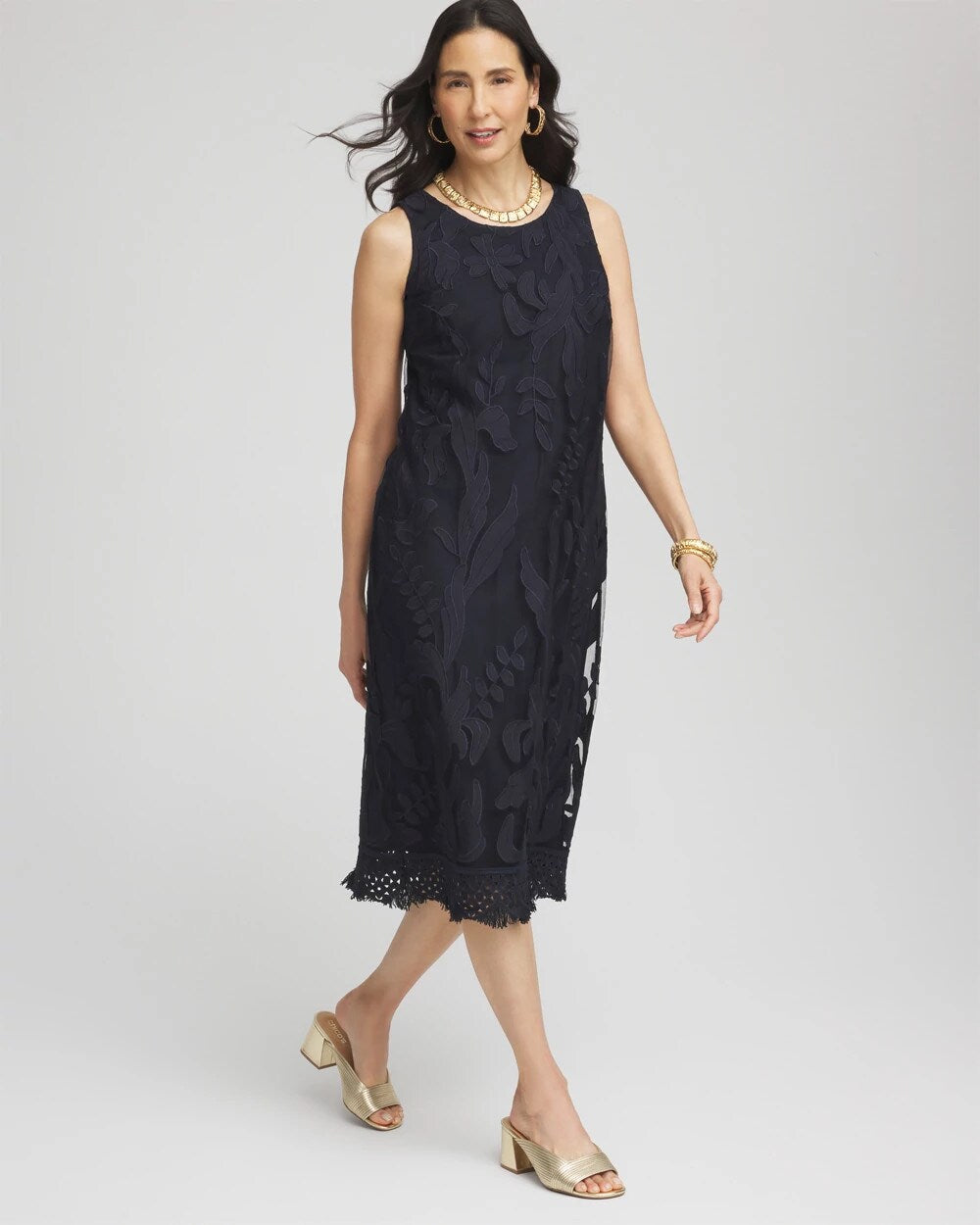 Travelers™ Mesh Appliqué Midi Dress