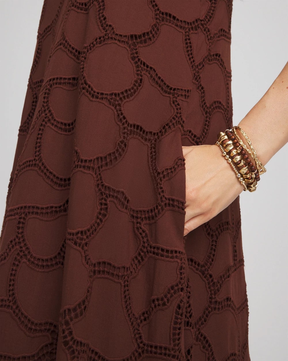 Chico's Women | Eyelet Cutout Maxi Tank Dress CACAO