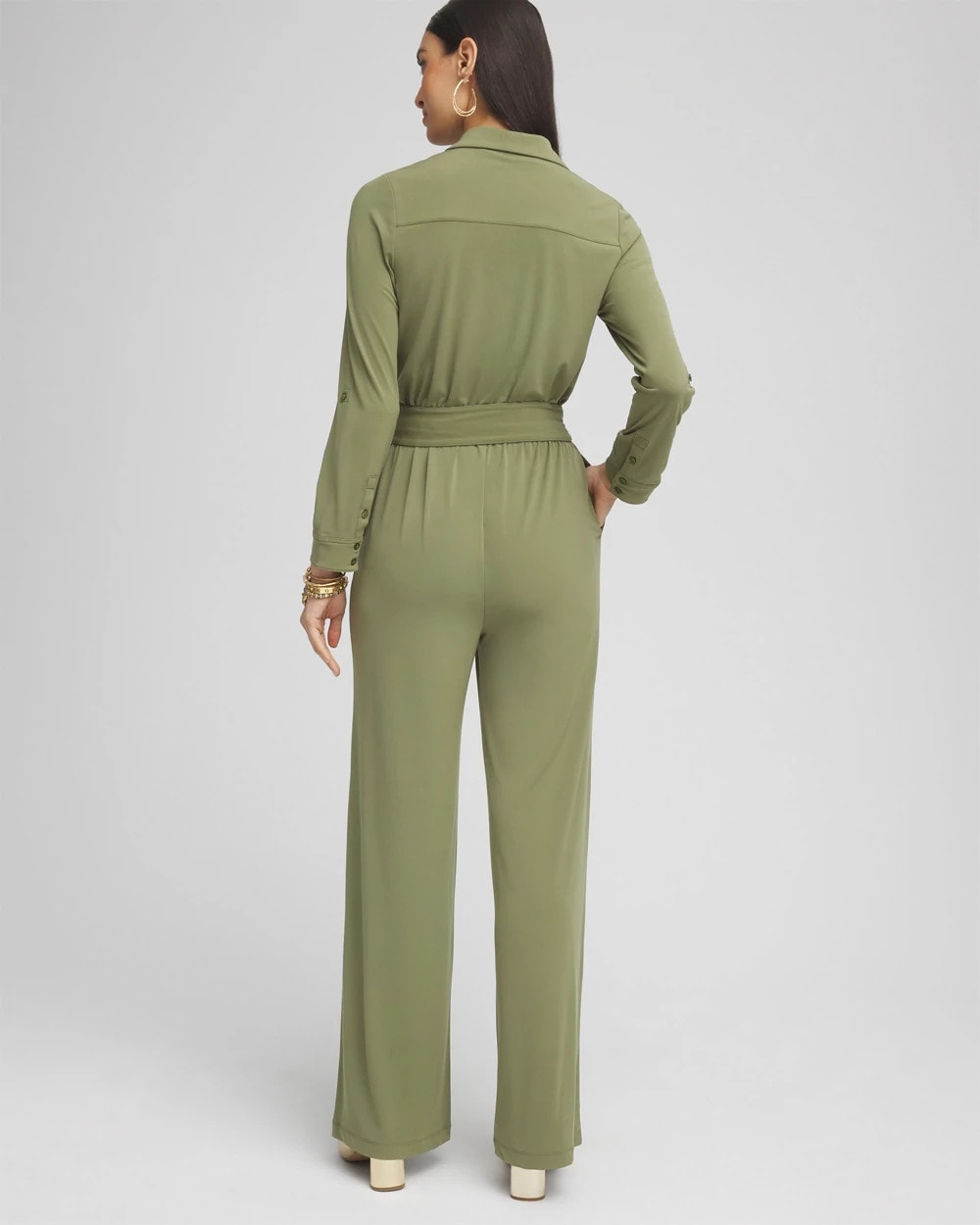 Chico's Women | Belted Jersey Maxi Jumpsuit RUSTIC OLIVE
