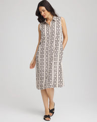 Chico's Women | Printed Sleeveless Silk-Twill Shirtdress BLACK