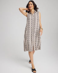 Chico's Women | Printed Sleeveless Silk-Twill Shirtdress BLACK