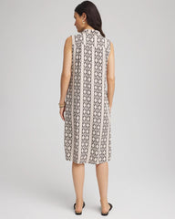 Chico's Women | Printed Sleeveless Silk-Twill Shirtdress BLACK