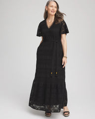 Chico's Women | Crochet-Lace Maxi Dress BLACK