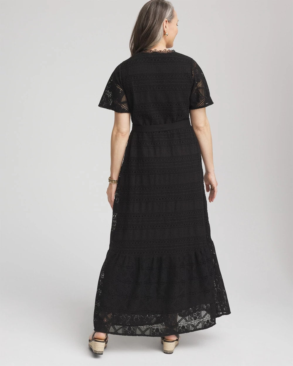 Chico's Women | Crochet-Lace Maxi Dress BLACK