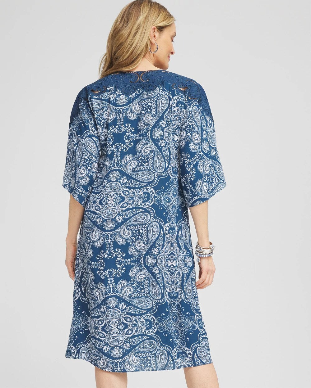 Chico's Women | Crepe Lace-Neck Dress SEAPORT BLUE